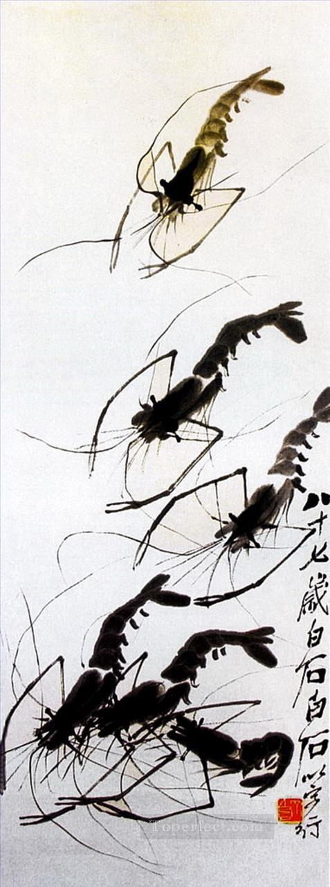 Qi Baishi shrimp 5 old China ink Oil Paintings